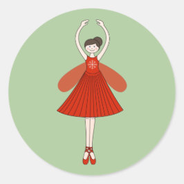 illusima Ballerina Christmas Fairy Green Runder Aufkleber