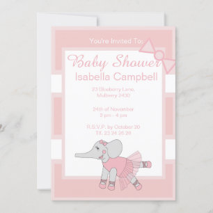 illusima Ballerina Elephant Baby Pink Baby Dusche Einladung