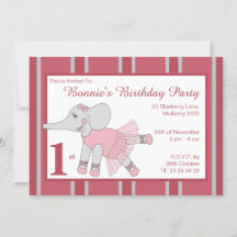 illusima Ballerina Elephant Girls Maroon Birthday