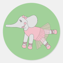 illusima Ballerina Elephant Green Runder Aufkleber