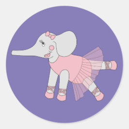 illusima Ballerina Elephant Lila Runder Aufkleber