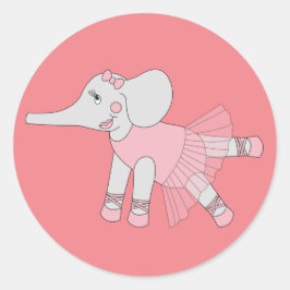 illusima Ballerina Elephant Peach Runder Aufkleber