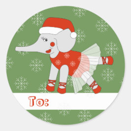 illusima Ballerina Elephant Weihnachten Schneefloc Runder Aufkleber