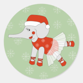 illusima Ballerina Elephant Weihnachten Schneefloc Runder Aufkleber