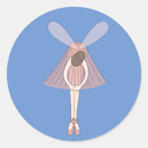 illusima Ballerina Fairy Cornflower Blue Runder Aufkleber