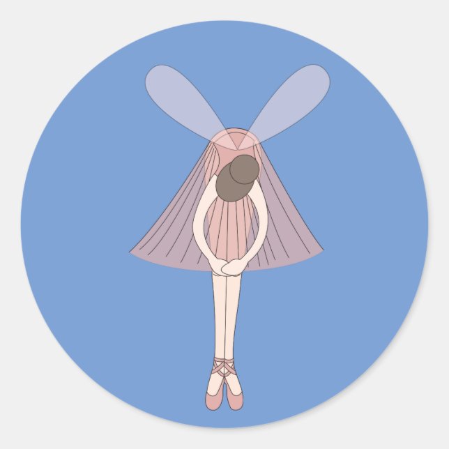 illusima Ballerina Fairy Cornflower Blue Runder Aufkleber (Vorderseite)