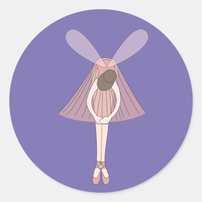 illusima Ballerina Fairy Lila Runder Aufkleber (Vorderseite)