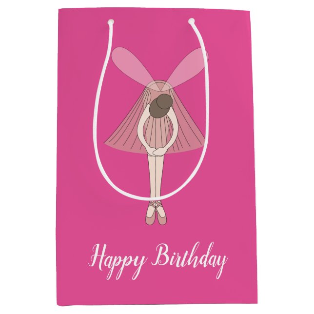 illusima Ballerina Fairy Pink mit Text Mittlere Geschenktüte (Vorderseite)