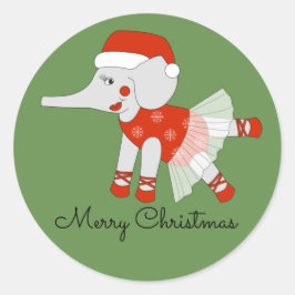 illusima Ballerina Frohe Weihnachtslephant Runder Aufkleber