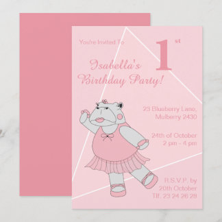 illusima Ballerina Hippo Girls Einladung zum Gebur