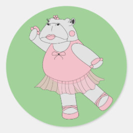 illusima Ballerina Hippo Green Runder Aufkleber