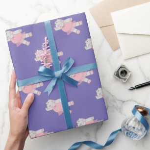 illusima Ballerina Hippo Lila Geschenkpapier