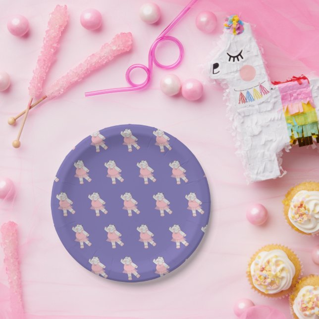 illusima Ballerina Hippo Lila Pappteller (Party)