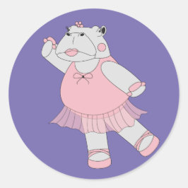 illusima Ballerina Hippo Lila Runder Aufkleber