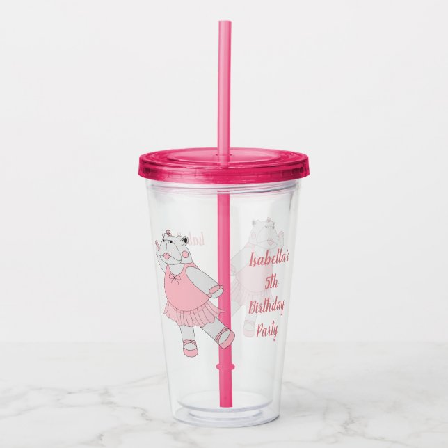 illusima Ballerina Hippo mit Text Acryltrinkbecher (Vorderseite)