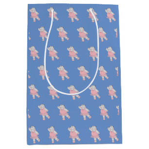 illusima Ballerina Hippo Muster Blau Mittlere Geschenktüte