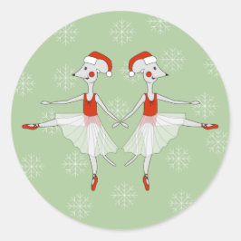 illusima Ballerina Mäuse Weihnachten Schneeflocken Runder Aufkleber