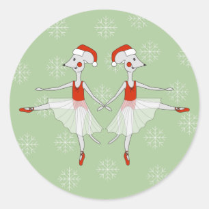 illusima Ballerina Mäuse Weihnachten Schneeflocken Runder Aufkleber