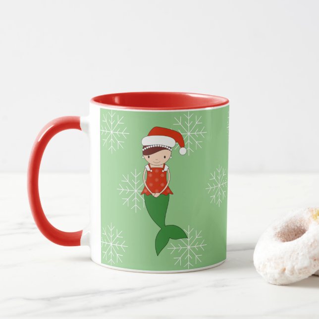 illusima Ballerina Mermaid Weihnachtsschneeflocken Tasse (Mit Donut)
