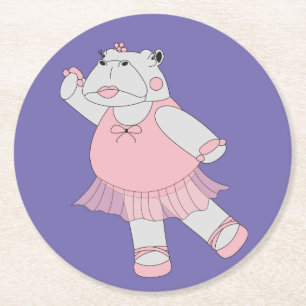 illusima Ballerina Nilpferd Lila Runder Pappuntersetzer