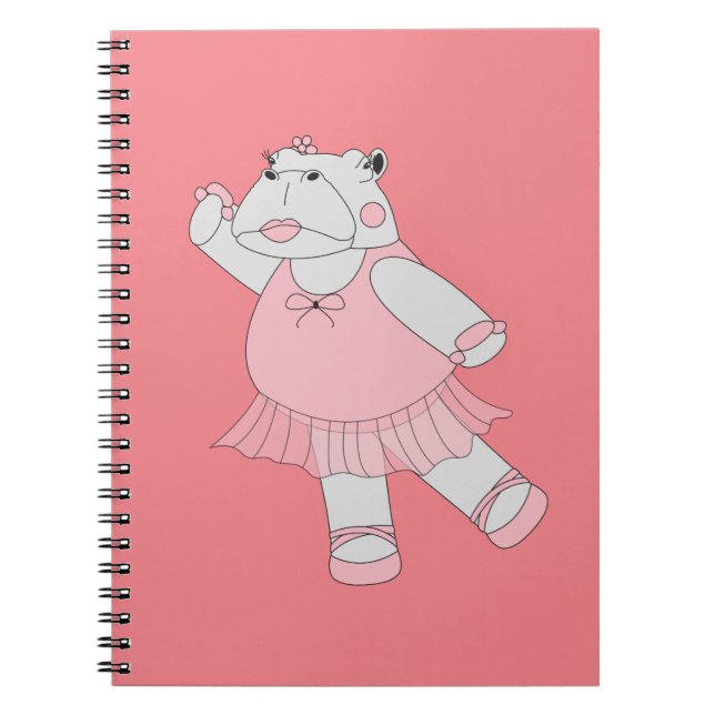 illusima Ballerina Nilpferd Pfirsich Notizblock (Vorderseite)