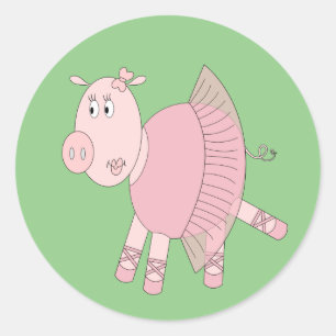 illusima Ballerina Piggy Green Runder Aufkleber