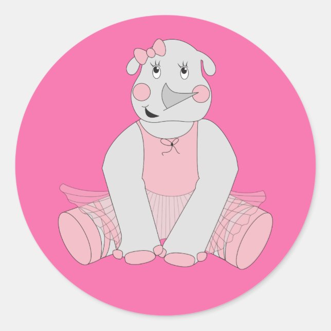 illusima Ballerina Rhino Runder Aufkleber (Vorderseite)