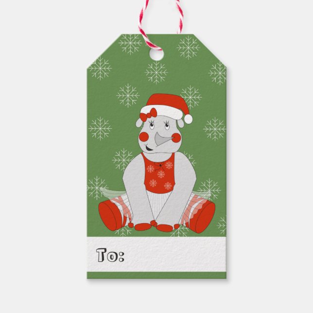 illusima Ballerina Rhino Weihnachtsschneeflocken Geschenkanhänger (Vorderseite)