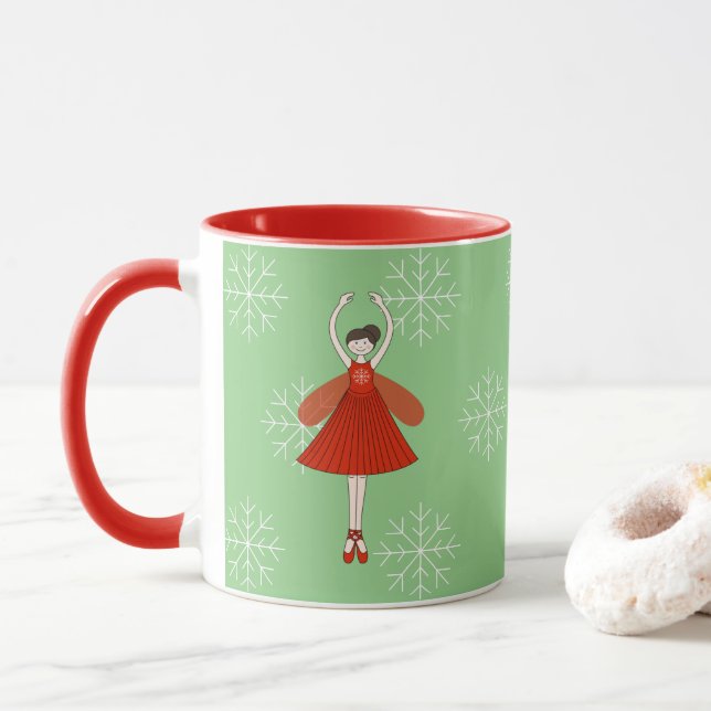 illusima Ballerina Weihnachten Schneeflocken Tasse (Mit Donut)