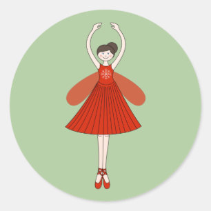 illusima Ballerina Weihnachtsfee Grün Runder Aufkleber