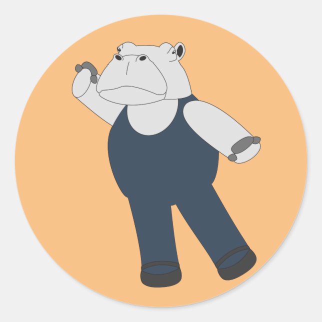 Illusima Ballet Hippo Orange Runder Aufkleber (Vorderseite)