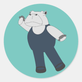 Illusima Ballet Hippo Türkis Runder Aufkleber