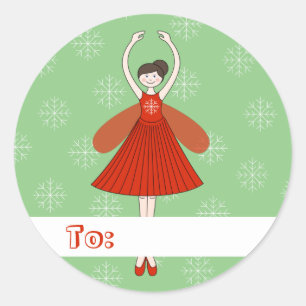 Illusima Ballet Weihnachtsschneeflocken Grün Runder Aufkleber