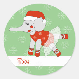 illusima Ballett Elefant Weihnachten Schneeflocke  Runder Aufkleber