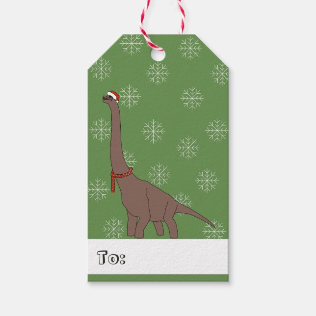illusima Brown Brontosaurus Weihnachtsschneeflocke Geschenkanhänger (Vorderseite)