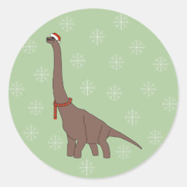 illusima Brown Long Neck Dinosaurier Weihnachten Runder Aufkleber
