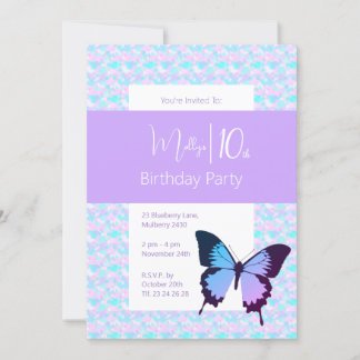 illusima Butterfly Lila Confetti 10. Geburtstag Einladung