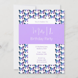 illusima Butterfly Muster Lila 1. Geburtstag Einladung