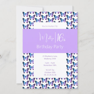 illusima Butterfly Muster Sweet 16 Geburtstag Einladung