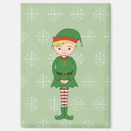 illusima Christmas Boy Elf Snowflakes Green Magnet