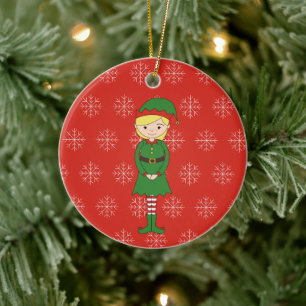 illusima Christmas Girl Elf Snowflakes Rot Keramik Ornament