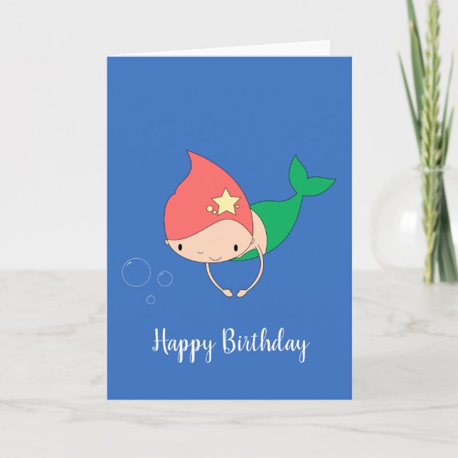 illusima Cotton Candy Mermaid Blue Birthday Card Karte (Vorderseite)
