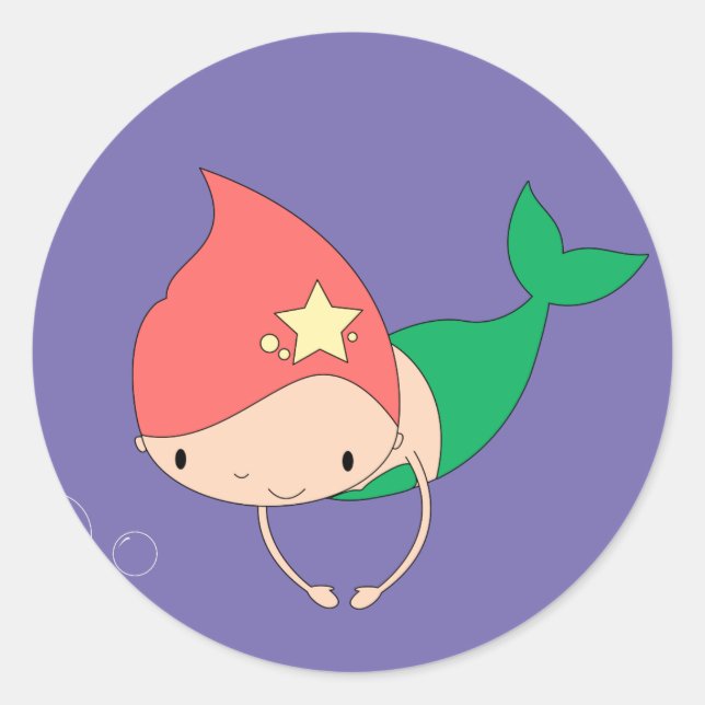 illusima Cotton Candy Mermaid Lila Runder Aufkleber (Vorderseite)