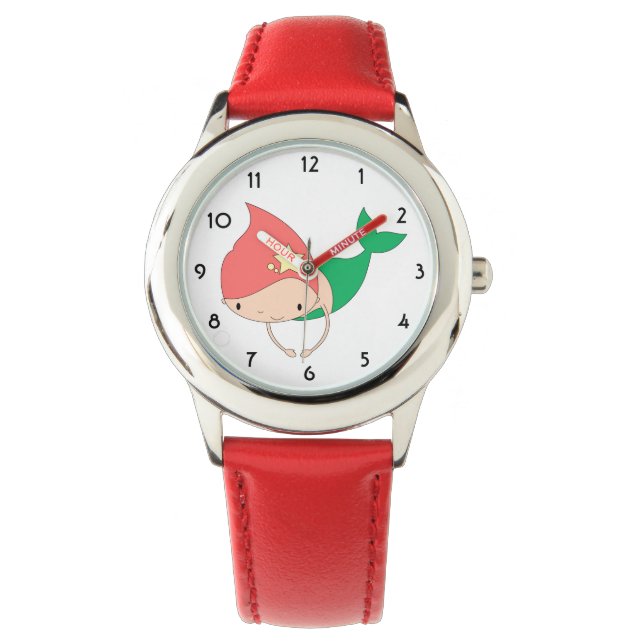 illusima Cotton Candy Mermaid Red Kids Watch Armbanduhr (Vorderseite)