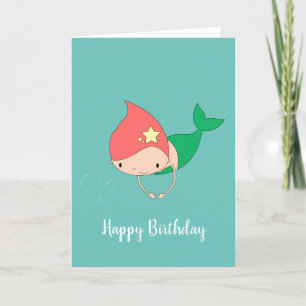 illusima Cotton Candy Mermaid Turquoise Birthday Karte