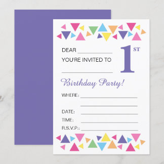 Illusima-Dreiecke, Lila Rückseite, 1. Party Einladung