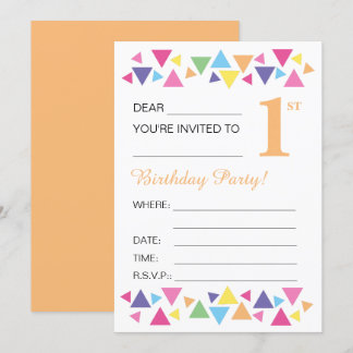 Illusima-Dreiecke, orange Rückseite, 1. Party Einladung