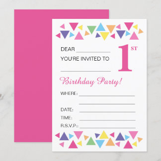 Illusima-Dreiecke, rosa Rückseite, 1. Party Einladung
