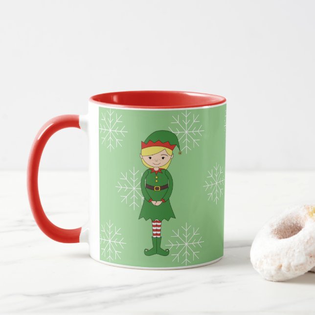 illusima Elf Girl Weihnachtsschneeflocken Tasse (Mit Donut)