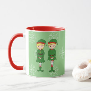 illusima Elf Kinder Weihnachten Schneeflocken Hell Tasse